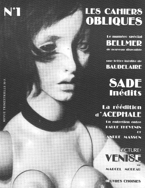 Hans Bellmer - Les Cahiers Obliques no.1 - 1980 Softbound Revue